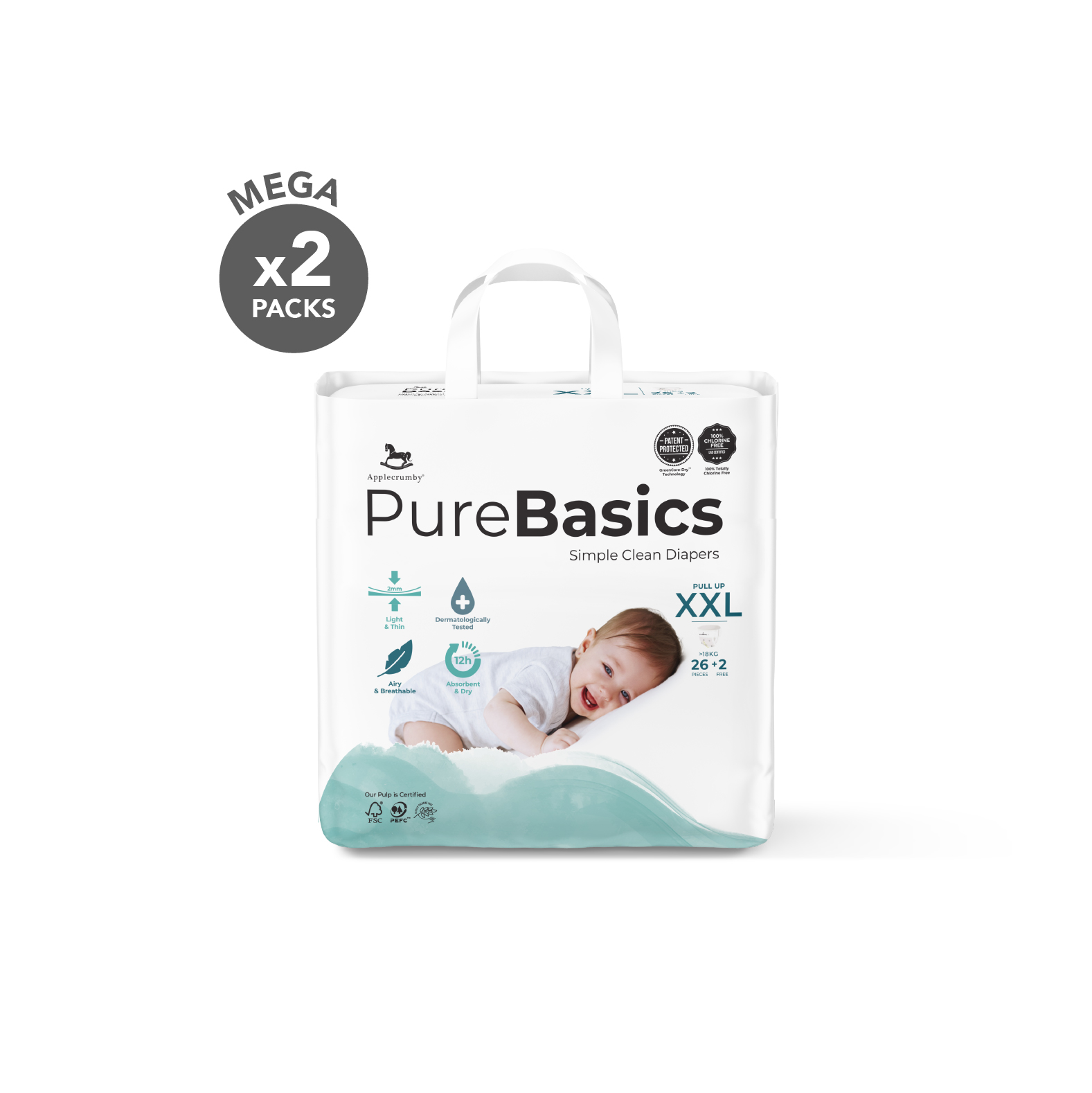 PureBasics Pull Up Diaper XXL26+2 (2 Packs)